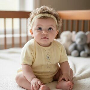 Vintage Renzo Baby Knit Set Made in Italy Sweater & Shorties